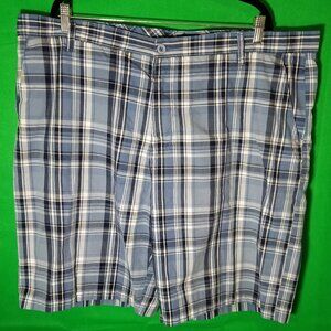 Burnside Shorts Mens 44 Plaid Golf Flat Front Summer Lightweight Casual Blue